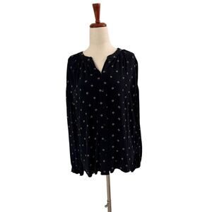 Something Navy Long Sleeve Button Down Top Shirt Blouse Pattern M